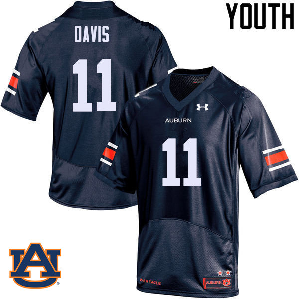 Youth Auburn Tigers #11 Kyle Davis College Football Jerseys Sale-Navy